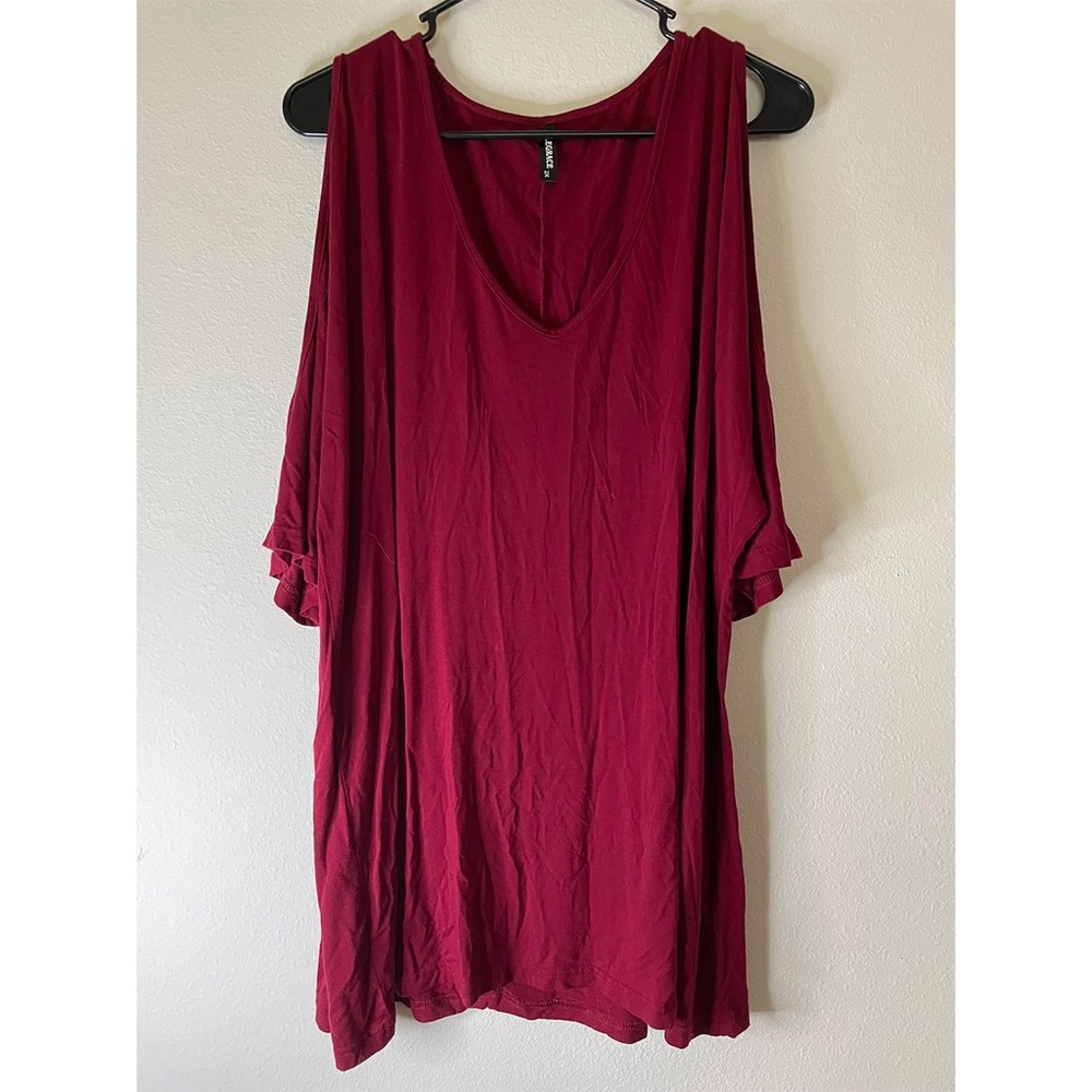 Burgundy Women's Batwing Cold Shoulder Top